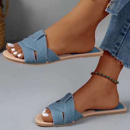 Women's Stylish Leather Slide Sandals