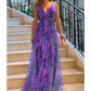 Women's Elegant Print V-Neck Backless Maxi Dress