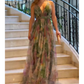 Women's Elegant Print V-Neck Backless Maxi Dress