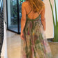 Women's Elegant Print V-Neck Backless Maxi Dress