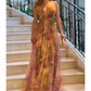 Women's Elegant Print V-Neck Backless Maxi Dress