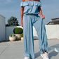 Women's Solid Off-the-Shoulder Top & Wide-Leg Pants 2-Piece Set