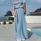 Women's Solid Off-the-Shoulder Top & Wide-Leg Pants 2-Piece Set