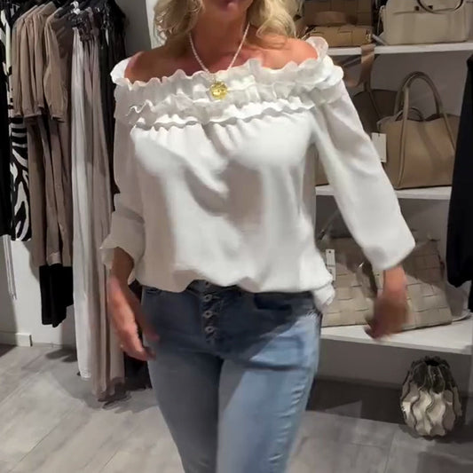 Women’s Solid Ruffled Collar Blouse