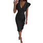 V-Neck Ruffled Slim-Fit Sexy High Waist Dress