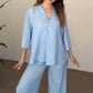 Women's V-Neck Top & Pants 2-Piece Set