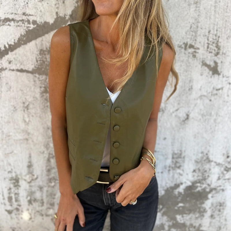 Women's Fashion Elegant Solid Color Vest