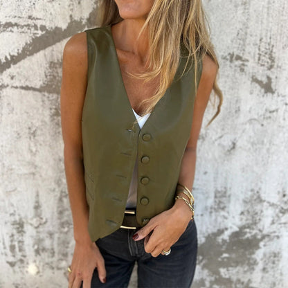 Women's Fashion Elegant Solid Color Vest