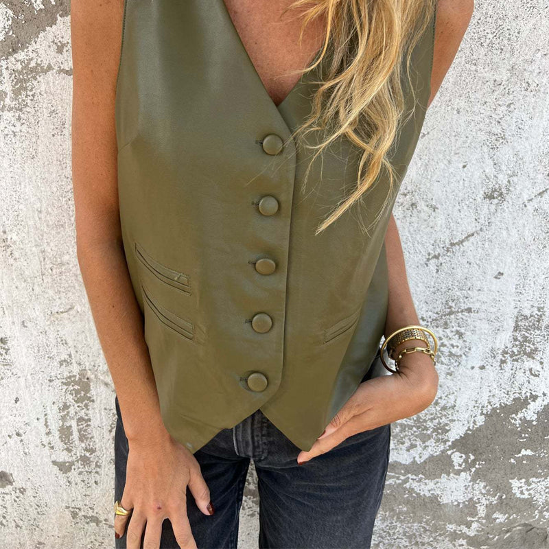 Women's Fashion Elegant Solid Color Vest