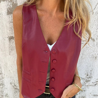 Women's Fashion Elegant Solid Color Vest