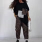 Loose Fit Top & Pants with Leopard Print