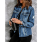 Women's Unique Raw Hem Long sleeves Denim Jackets