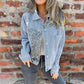 Fashionable Leopard Print Patchwork Denim Jacket