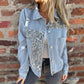 Fashionable Leopard Print Patchwork Denim Jacket