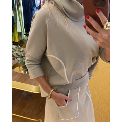 Minimalist Two-Piece Set-Half-Sleeve Top & Split Hem Skirt