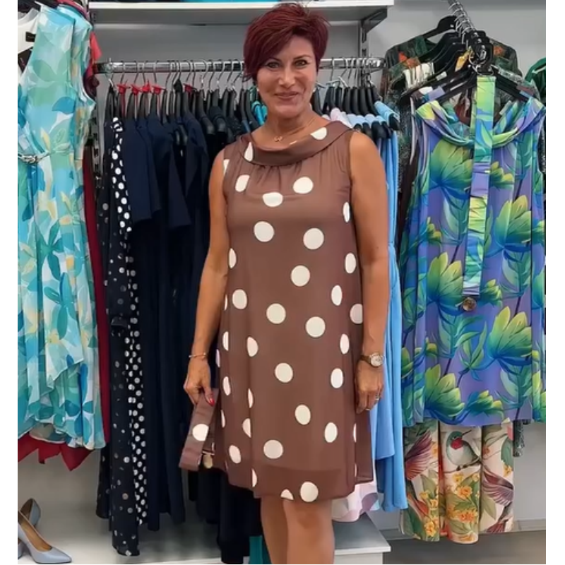 Polka Dot & Floral Dresses with Sleeveless & Adjustable Waist