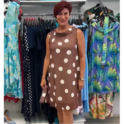 Polka Dot & Floral Dresses with Sleeveless & Adjustable Waist