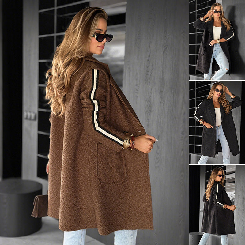 Notch Lapel Striped Coat
