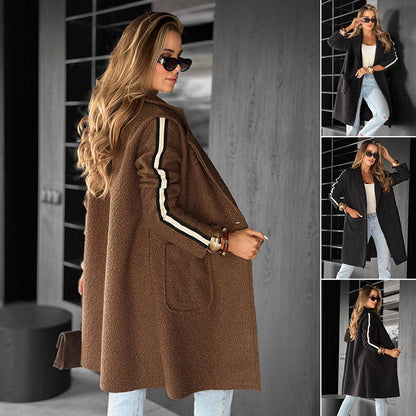 Notch Lapel Striped Coat