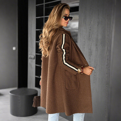 Notch Lapel Striped Coat