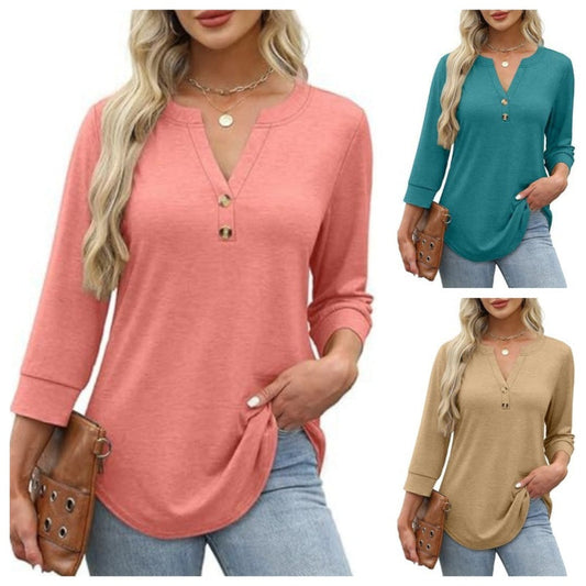 V-Neck Long Sleeve Top