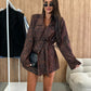 Women’s Trendy Leopard Print Blazer with Belt