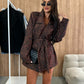 Women’s Trendy Leopard Print Blazer with Belt