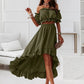 Women's Off Shoulder Crop Top & High-Low Hem Skirt Set