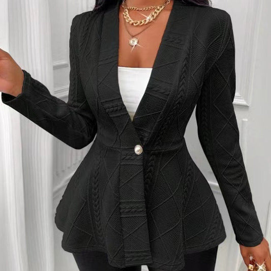Minimalist Solid Textured Button Front Jacket