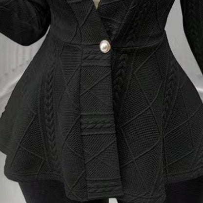 Minimalist Solid Textured Button Front Jacket