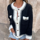 Color-Contrast Long-Sleeve Button Cardigan