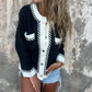 Color-Contrast Long-Sleeve Button Cardigan