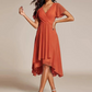 Women's V-Neck Ruffled Asymmetrical Hem Dress