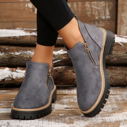 🎉2026 New Products Hot Sale✨Women's Round-Toe Ankle Boots with Side Zipper