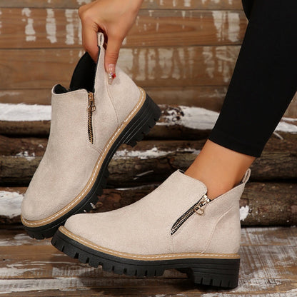 🎉2026 New Products Hot Sale✨Women's Round-Toe Ankle Boots with Side Zipper