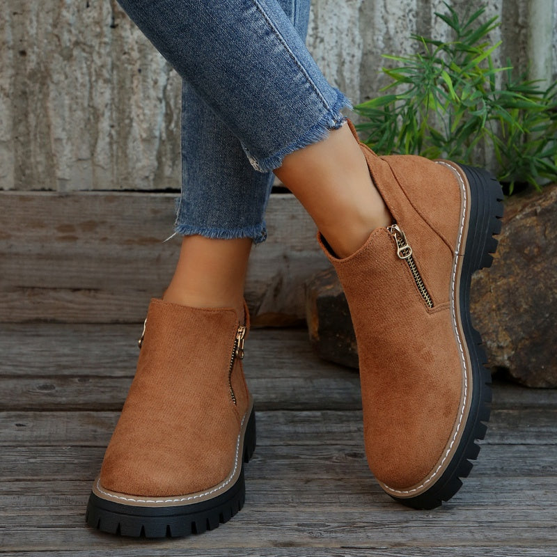 🎉2026 New Products Hot Sale✨Women's Round-Toe Ankle Boots with Side Zipper