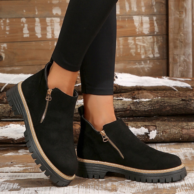 🎉2026 New Products Hot Sale✨Women's Round-Toe Ankle Boots with Side Zipper
