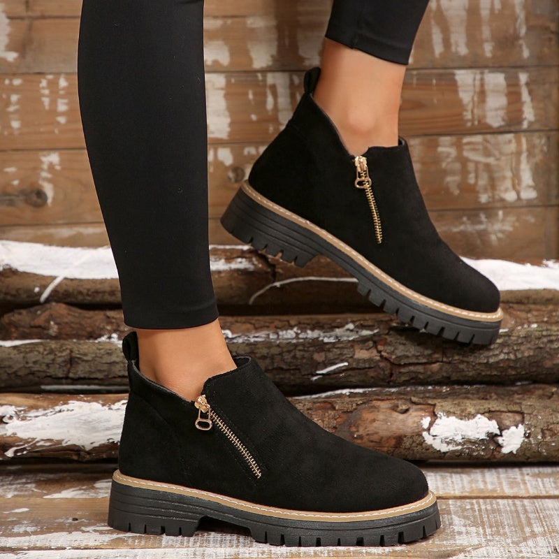 🎉2026 New Products Hot Sale✨Women's Round-Toe Ankle Boots with Side Zipper