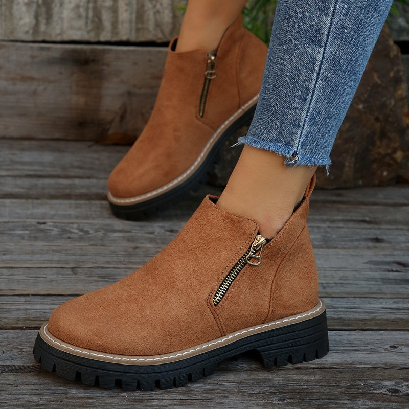 🎉2026 New Products Hot Sale✨Women's Round-Toe Ankle Boots with Side Zipper