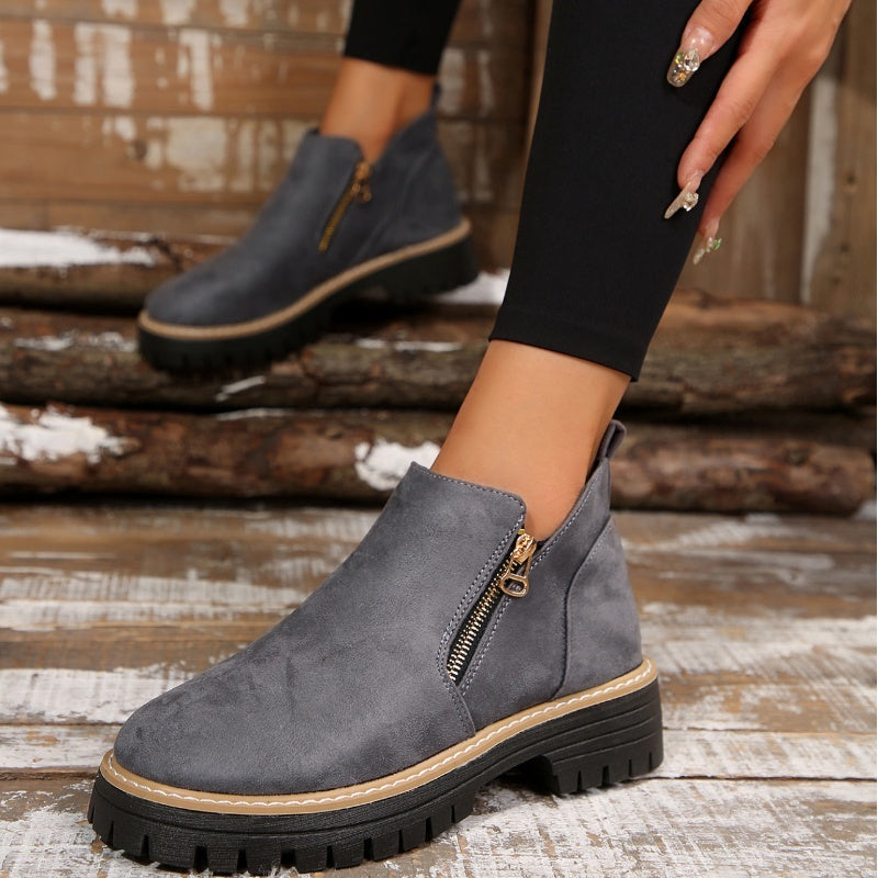 🎉2026 New Products Hot Sale✨Women's Round-Toe Ankle Boots with Side Zipper