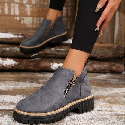 🎉2026 New Products Hot Sale✨Women's Round-Toe Ankle Boots with Side Zipper