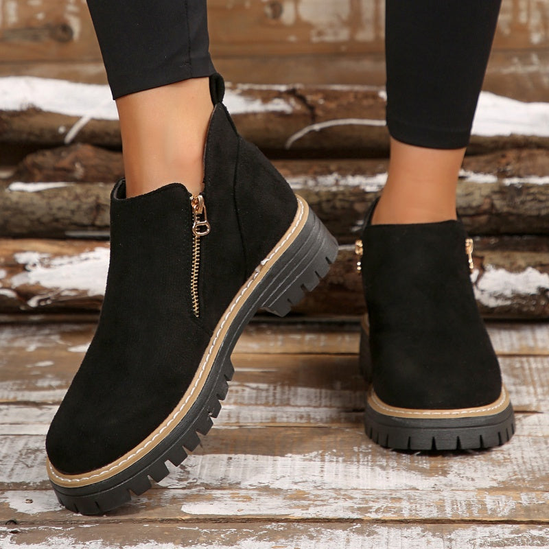 🎉2026 New Products Hot Sale✨Women's Round-Toe Ankle Boots with Side Zipper