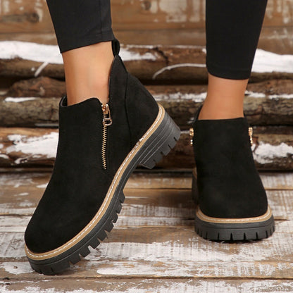 🎉2026 New Products Hot Sale✨Women's Round-Toe Ankle Boots with Side Zipper