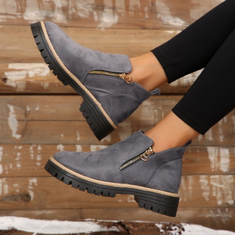 🎉2026 New Products Hot Sale✨Women's Round-Toe Ankle Boots with Side Zipper