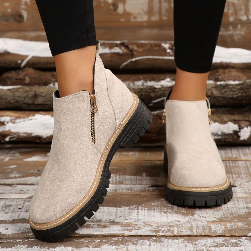 🎉2026 New Products Hot Sale✨Women's Round-Toe Ankle Boots with Side Zipper