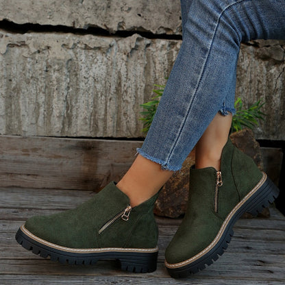 🎉2026 New Products Hot Sale✨Women's Round-Toe Ankle Boots with Side Zipper