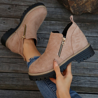 🎉2026 New Products Hot Sale✨Women's Round-Toe Ankle Boots with Side Zipper