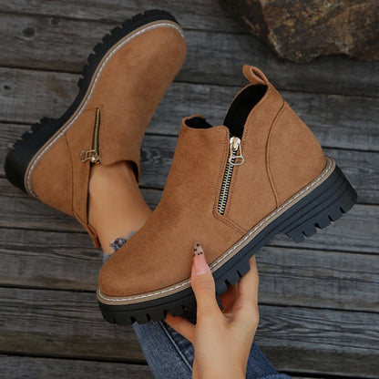 🎉2026 New Products Hot Sale✨Women's Round-Toe Ankle Boots with Side Zipper