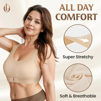 📢📢70 %  OFF !! ⏰Front Closure Cross-Back Wireless Posture Bra