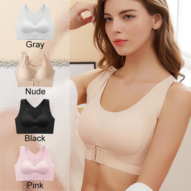 📢📢70 %  OFF !! ⏰Front Closure Cross-Back Wireless Posture Bra